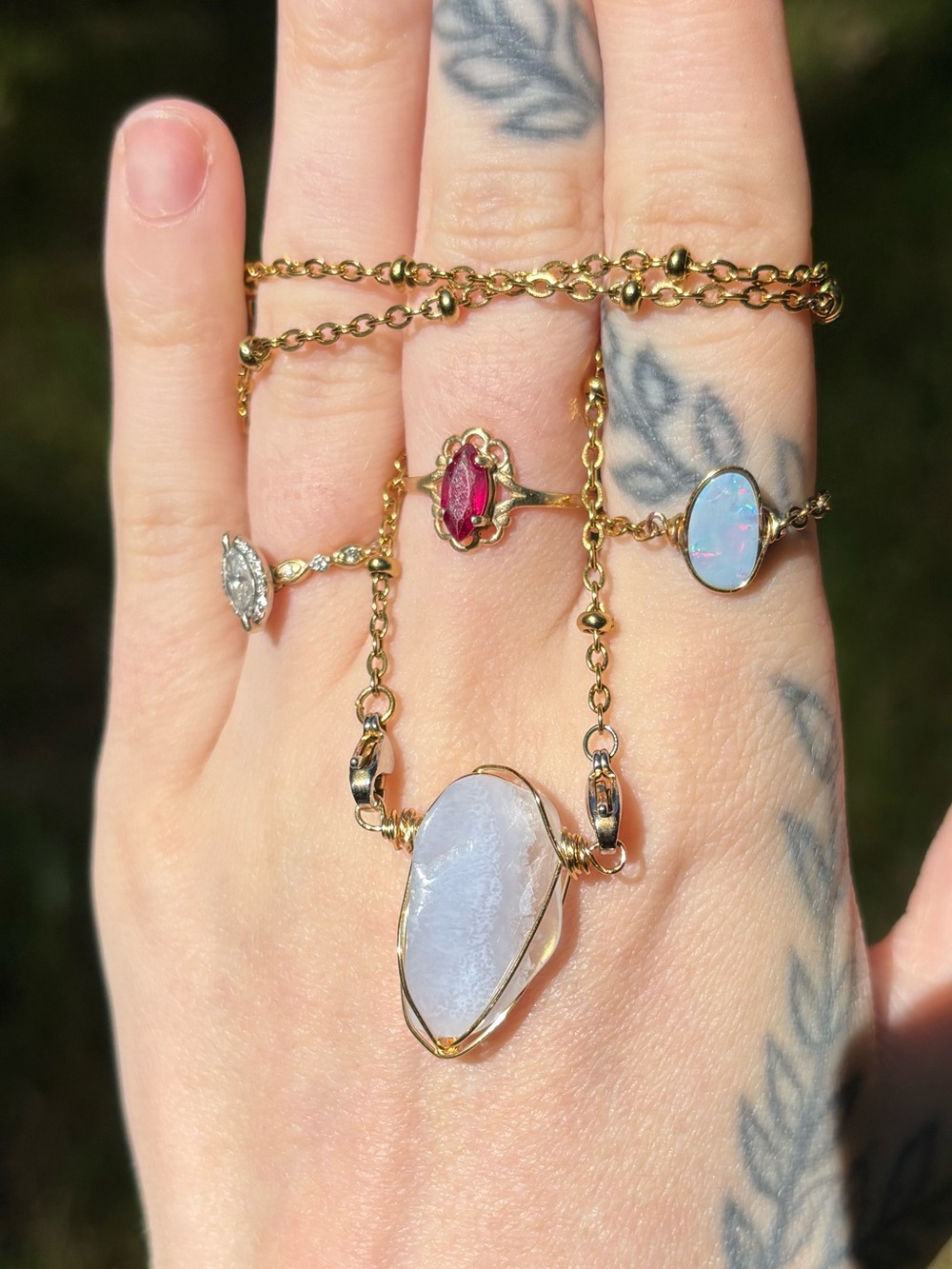 Blue lace agate interchangeable necklace